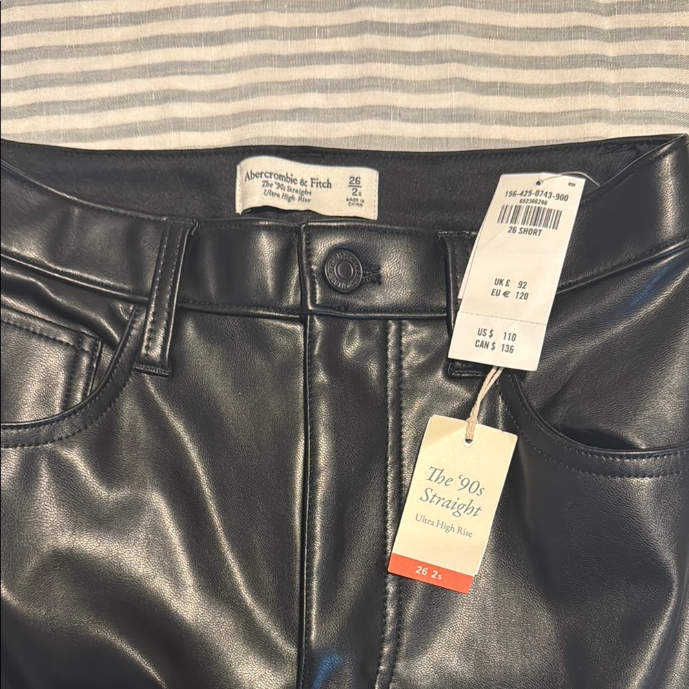Abercrombie & Fitch Vegan Leather 90s Straight Pant